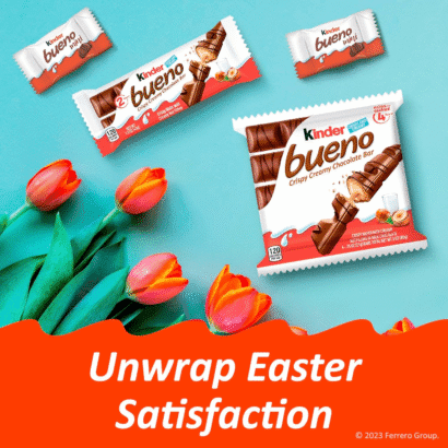 Kinder Bueno, Bulk 30 Pack, Milk Chocolate and Hazelnut Cream, Stocking Stuffers