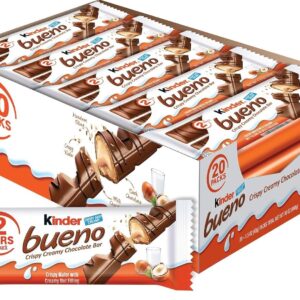 Kinder Bueno Milk Chocolate and Hazelnut Cream, Bulk 20 Pack,