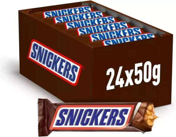 Snickers Chocolate Snack Bars 50g (Pack of 24) | Milk Chocolate Bars